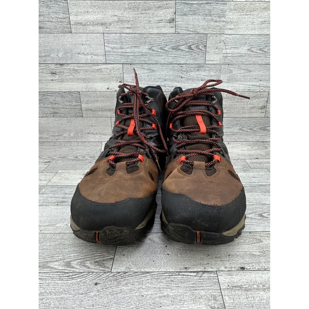 Merrell Clay Performance Men Sz 11.5 Hiking Boots Brown Orange Waterproof J09397